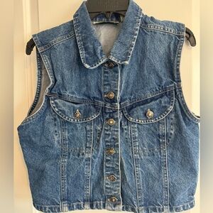 Denim Vest Button Up Medium Wash Size Medium Vintage